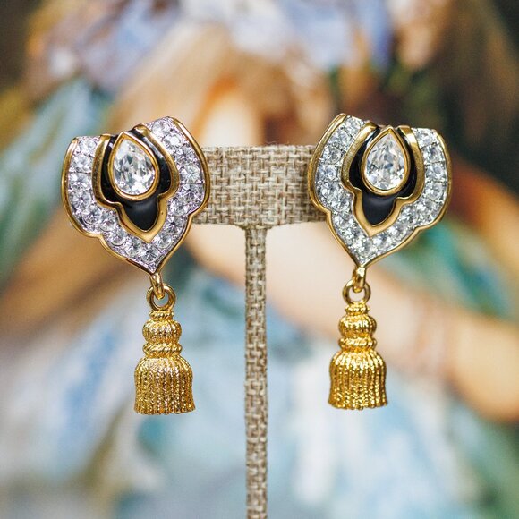 Vintage Pendant Statement Clip-on Earrings - Picture 1 of 3